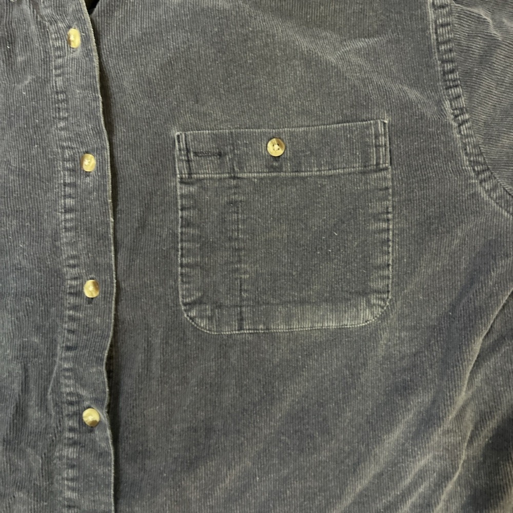 Lands End Corduroy Chore Shacket Women's Med Blue Button Up Shirt Jacket Pockets - Picture 2 of 5